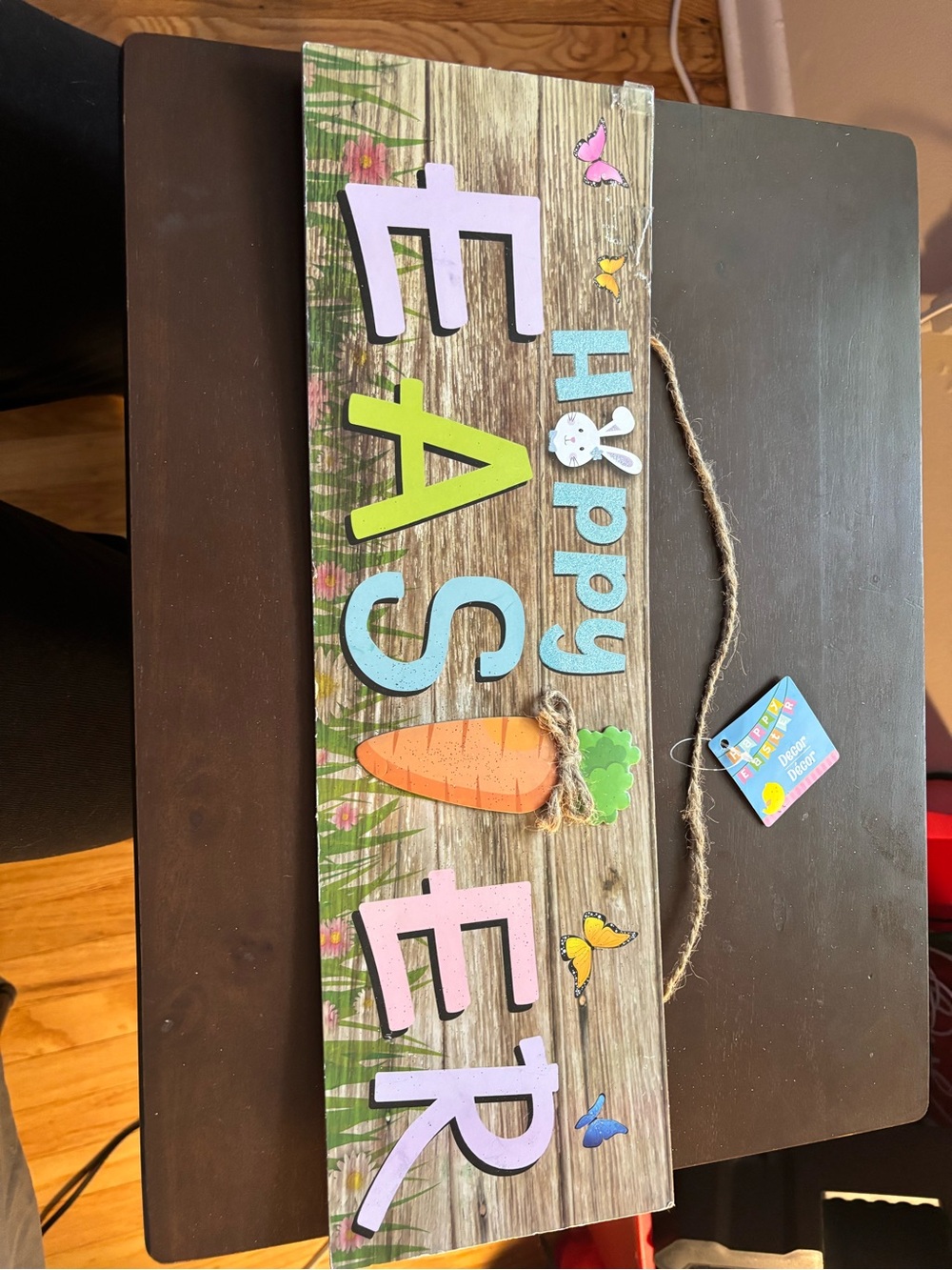 Easter Bunny “Happy Easter” Wooden 
Hanging Sign – Spring Decor-New